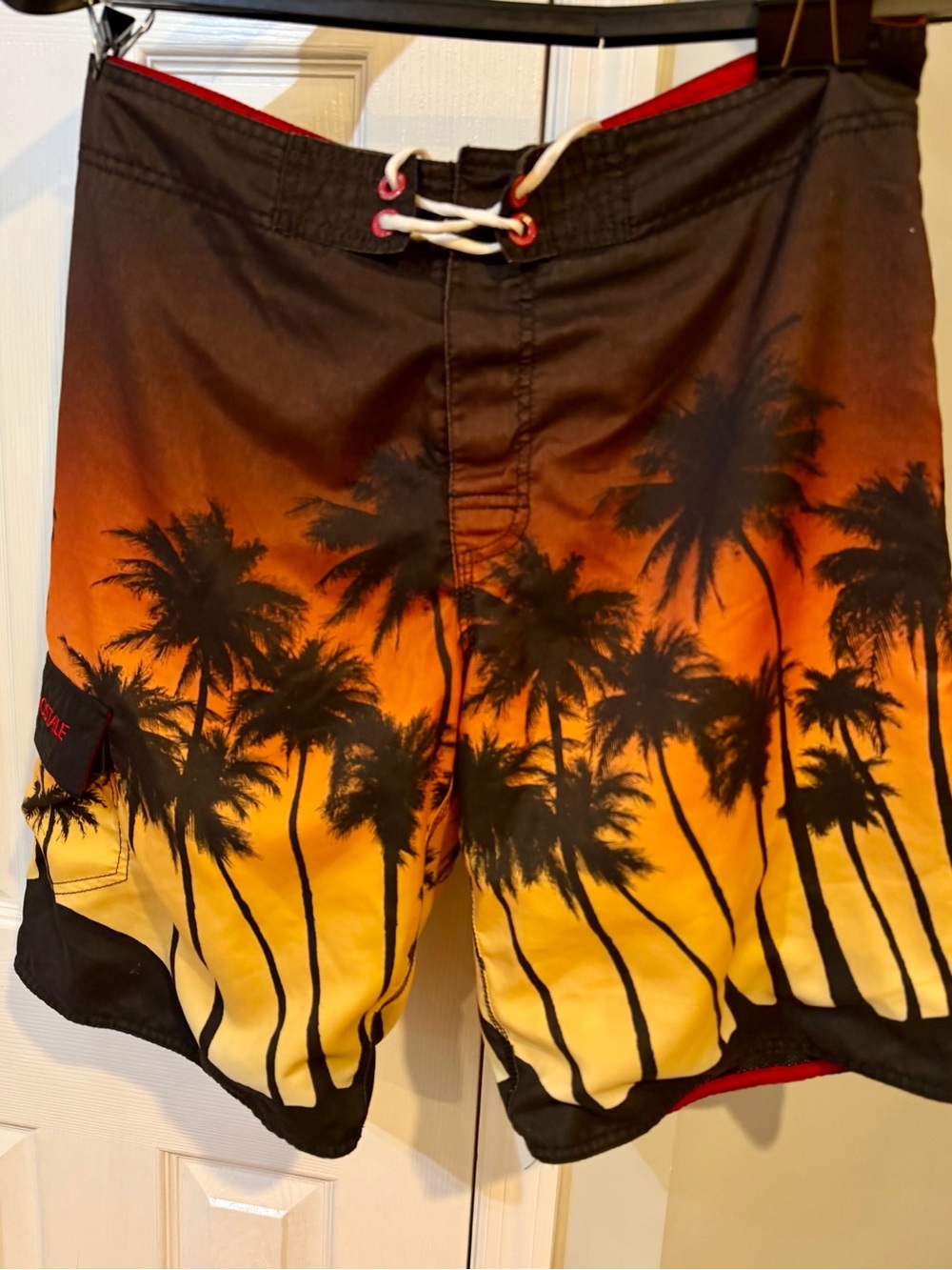 VTG Y2K Aeropostale Aero 87 Sz 34 Retro Sunset Ombre Palm Tree Surf Trunks
